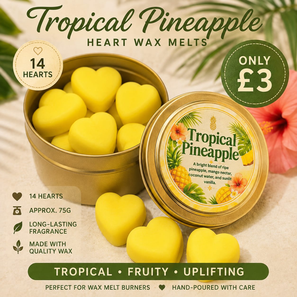 Heart Wax Melts in storage tin