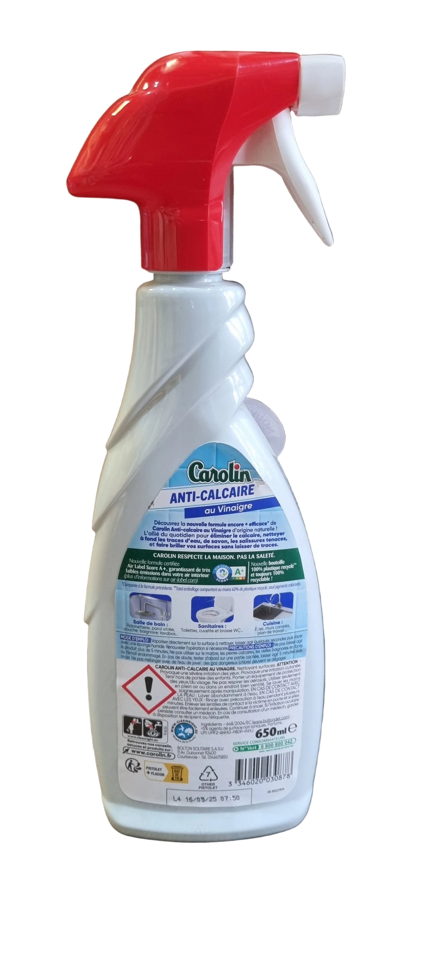 Carolin Anti-Calcaire Vinaigre, 650 ml spray cleaner