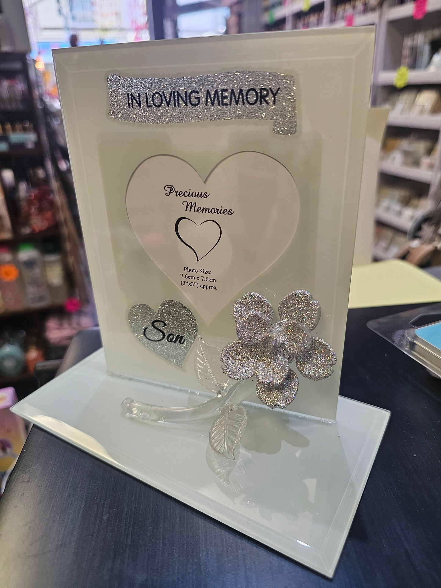 In Loving Memory Son Photo Frame with Rose