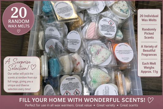 20 randomly picked scented wax melts in clamshell