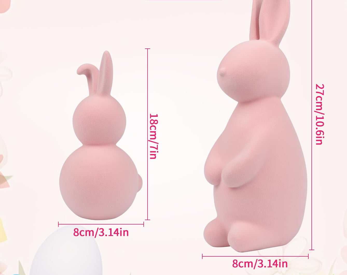Bunny Figurines 2 Resin Rabbit Ornaments for Spring Home Party Décor