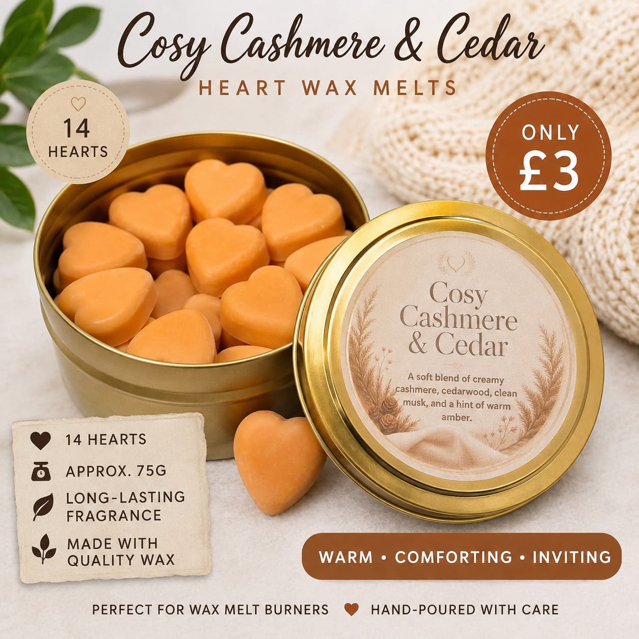 Heart Wax Melts in storage tin