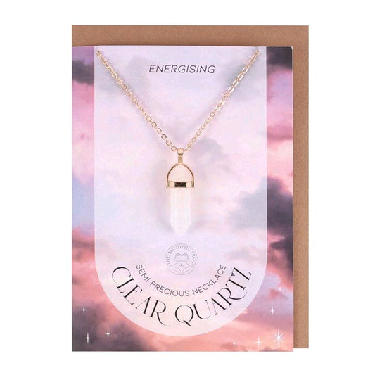 Clear Quartz Crystal Necklace Greeting Card