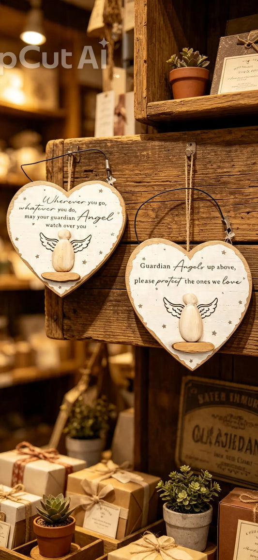 Angel Hanging Heart Plaque