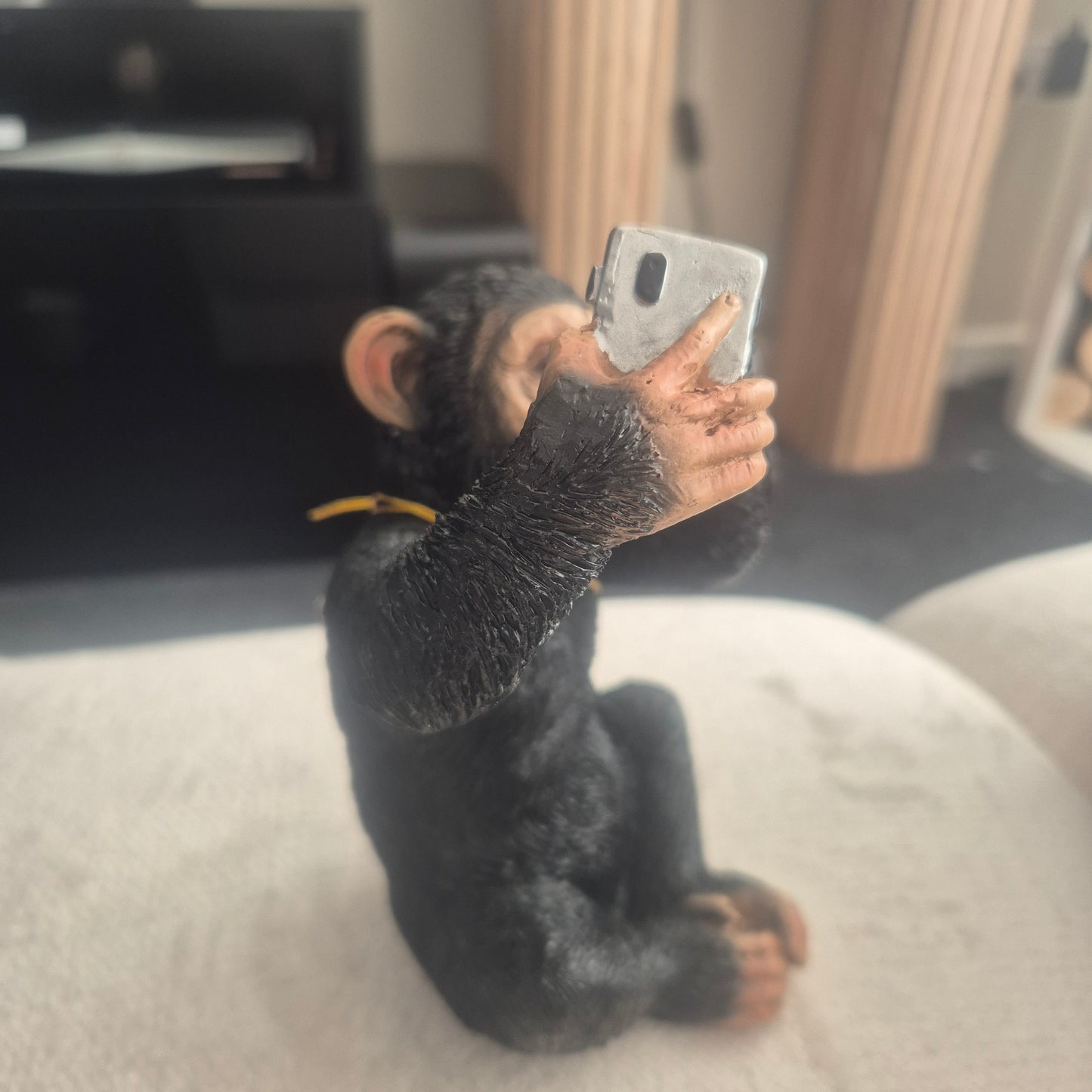 Selfie monkey with a finger up