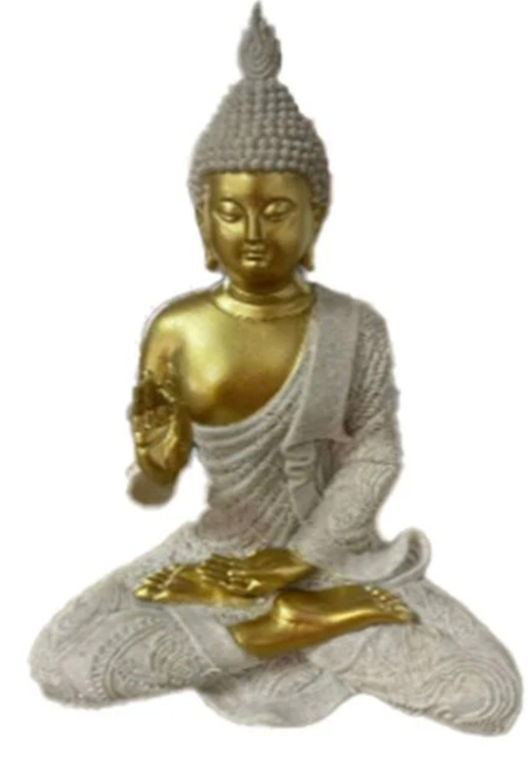 Thai Buddha Meditation Resin Ornament with Sandstone & Gold Effect (19cm)