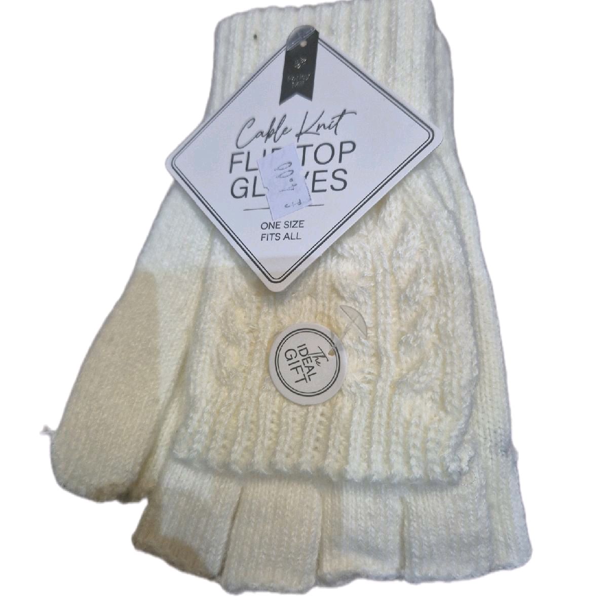 Ladies Cable Knit Flip Top Gloves for Winter Protection