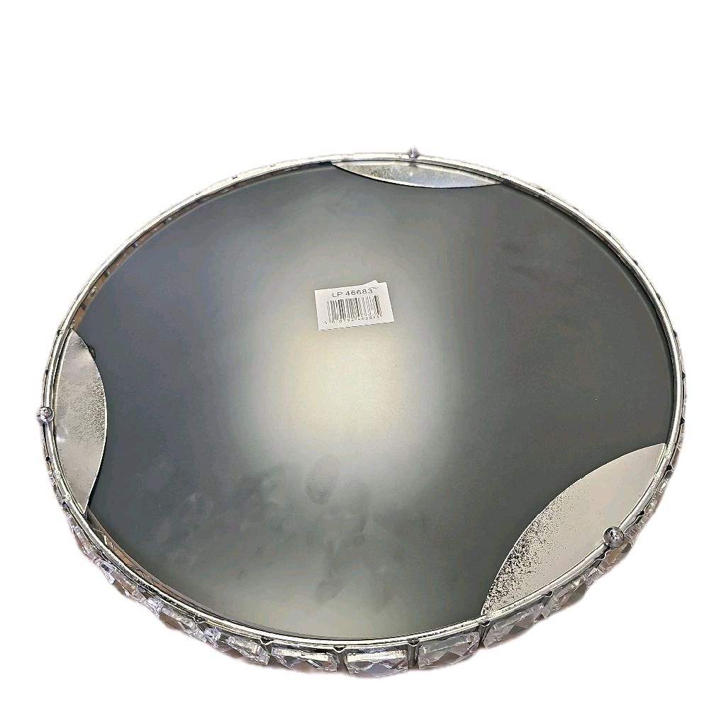 Decorative Round Mirror Tray 31cm Storage Cosmetics Organiser Glass