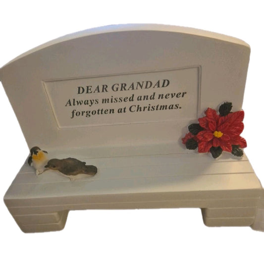 Memorial Xmas Robin Bench Ornament for Nan/Grandad - Festive Decor