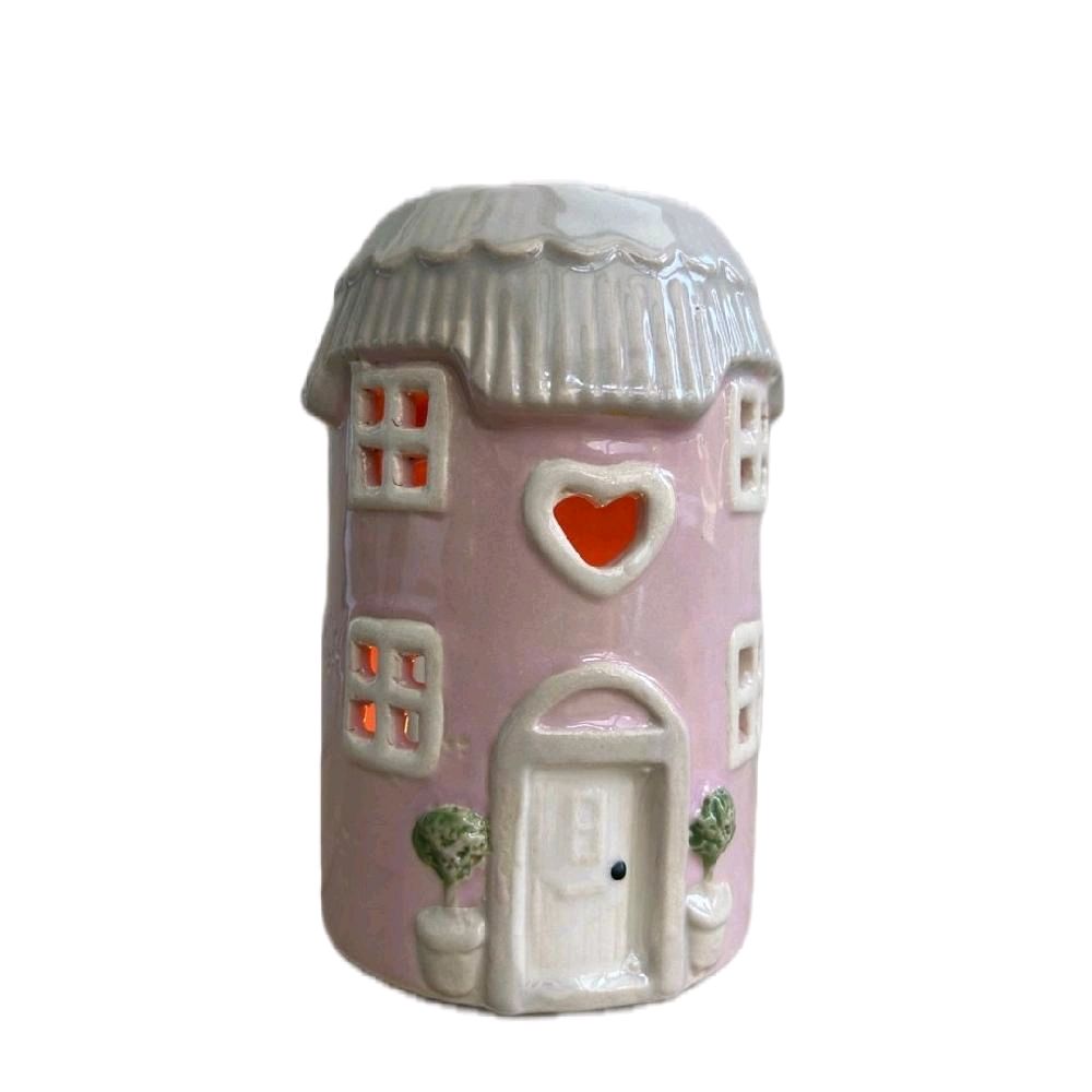 Pottery House Wax Burner 13cm - Pink for Candle Decoration - Candles Aroma