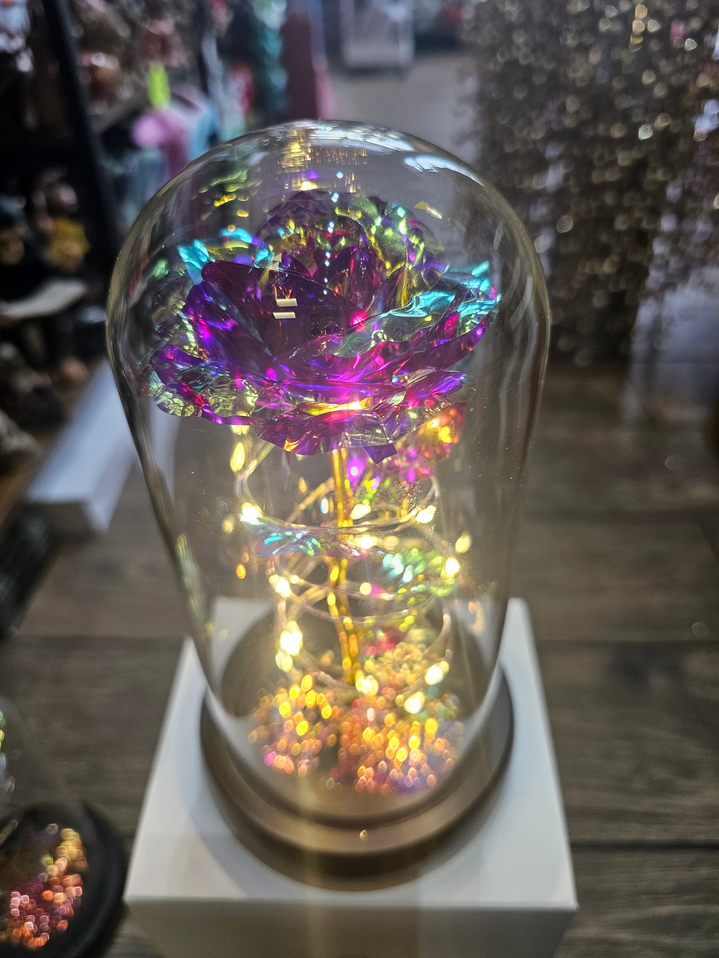 LED Eternal Rose Flower in Glass Dome
