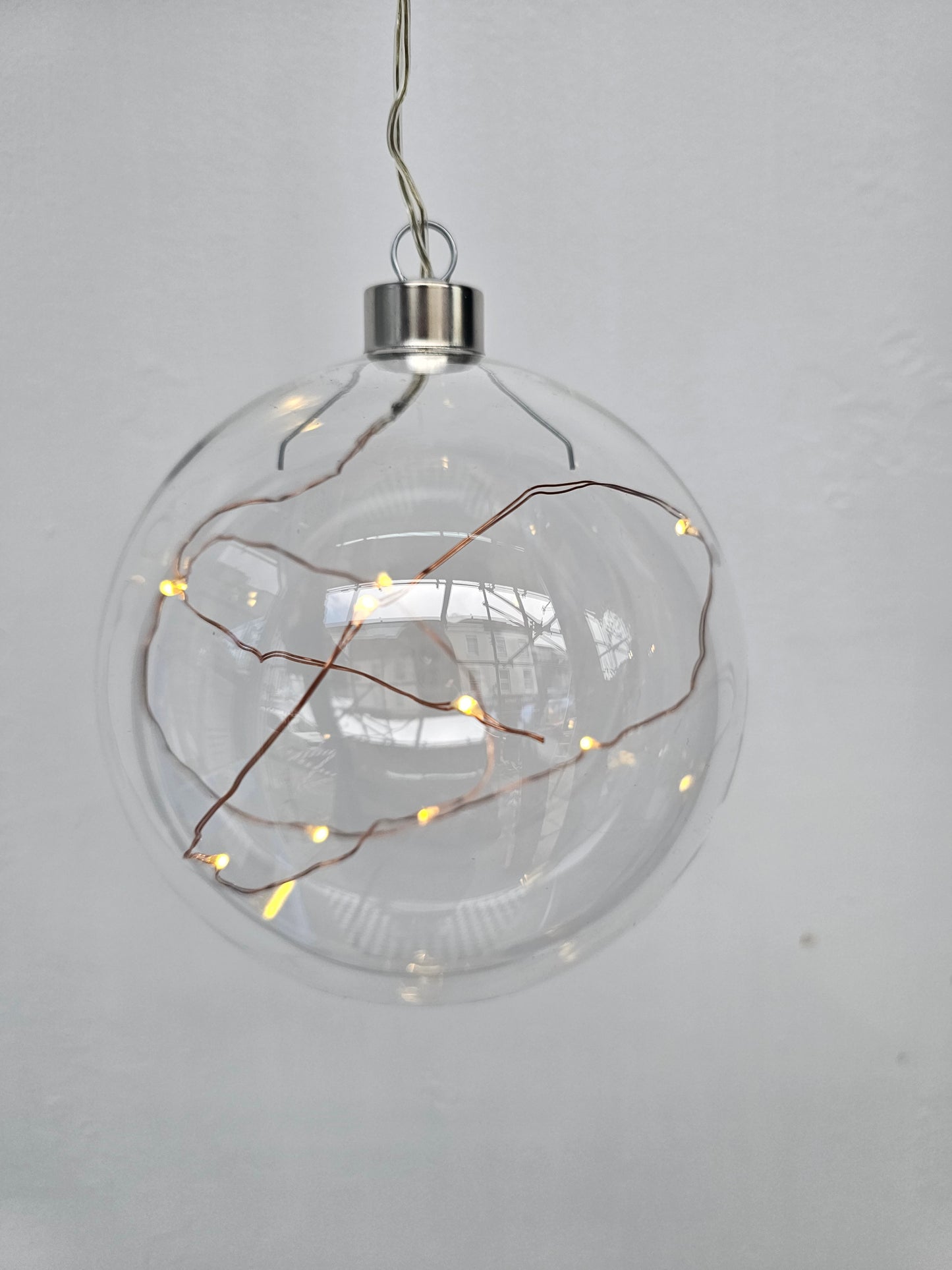 Glass Bauble with 10 White LED lights