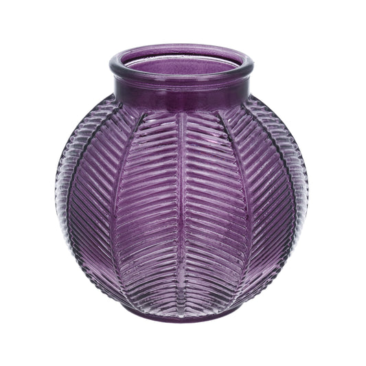 Purple Glass Leaf Ball Vase