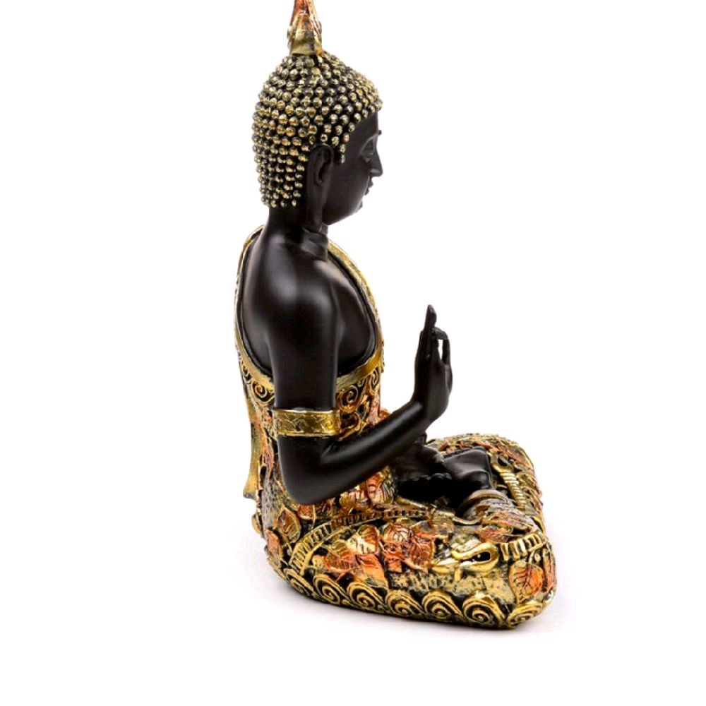Black & Orange Gold Thai Buddha Mediation Decor Ornaments for Home Religious
