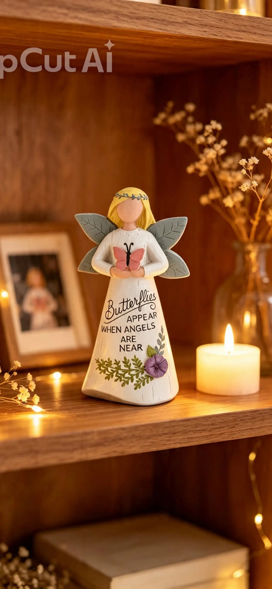 Angel With Butterfly Home Decor Ornament - 'Butterflies Appear When Angels Are Near' Inspirational Quote Decor Gift Decorative