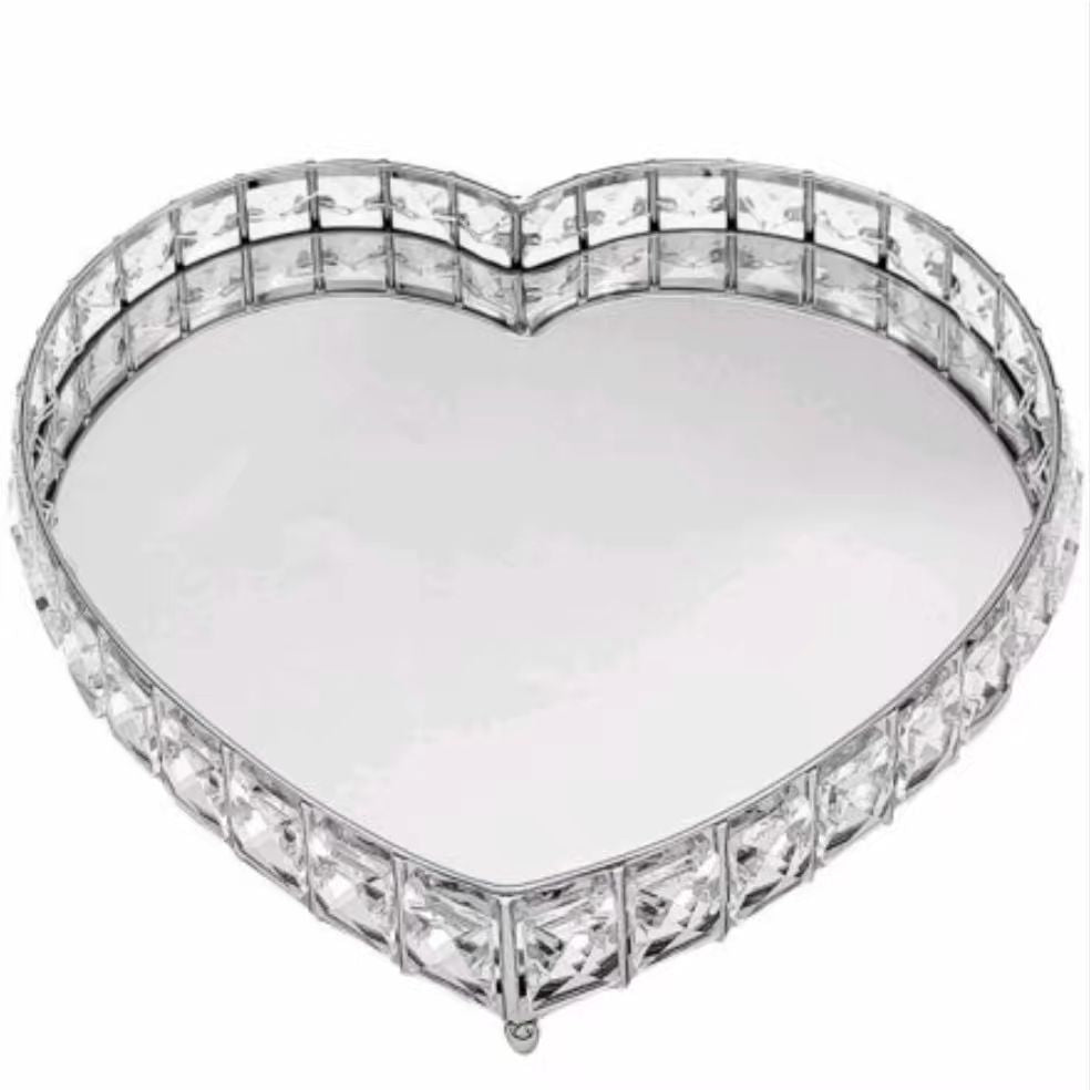 Decorative Heart Mirror tray 31cm