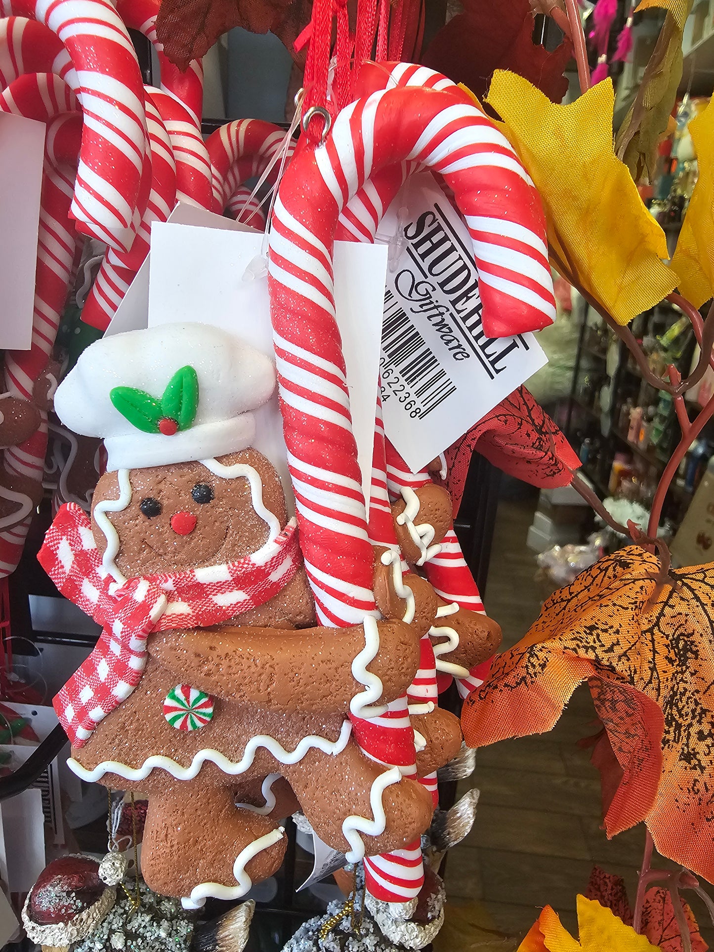 Christmas Cookie Gingerbread Man With Candy Cane ornament