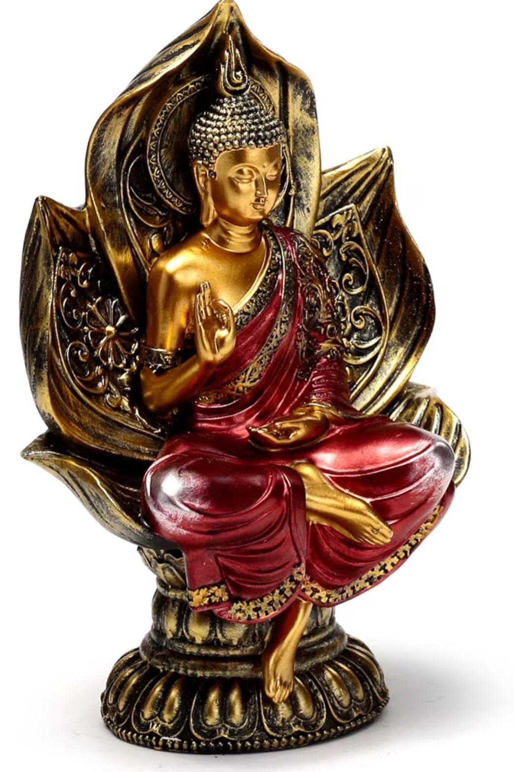 Red & Gold Thai Buddha Seated Lotus