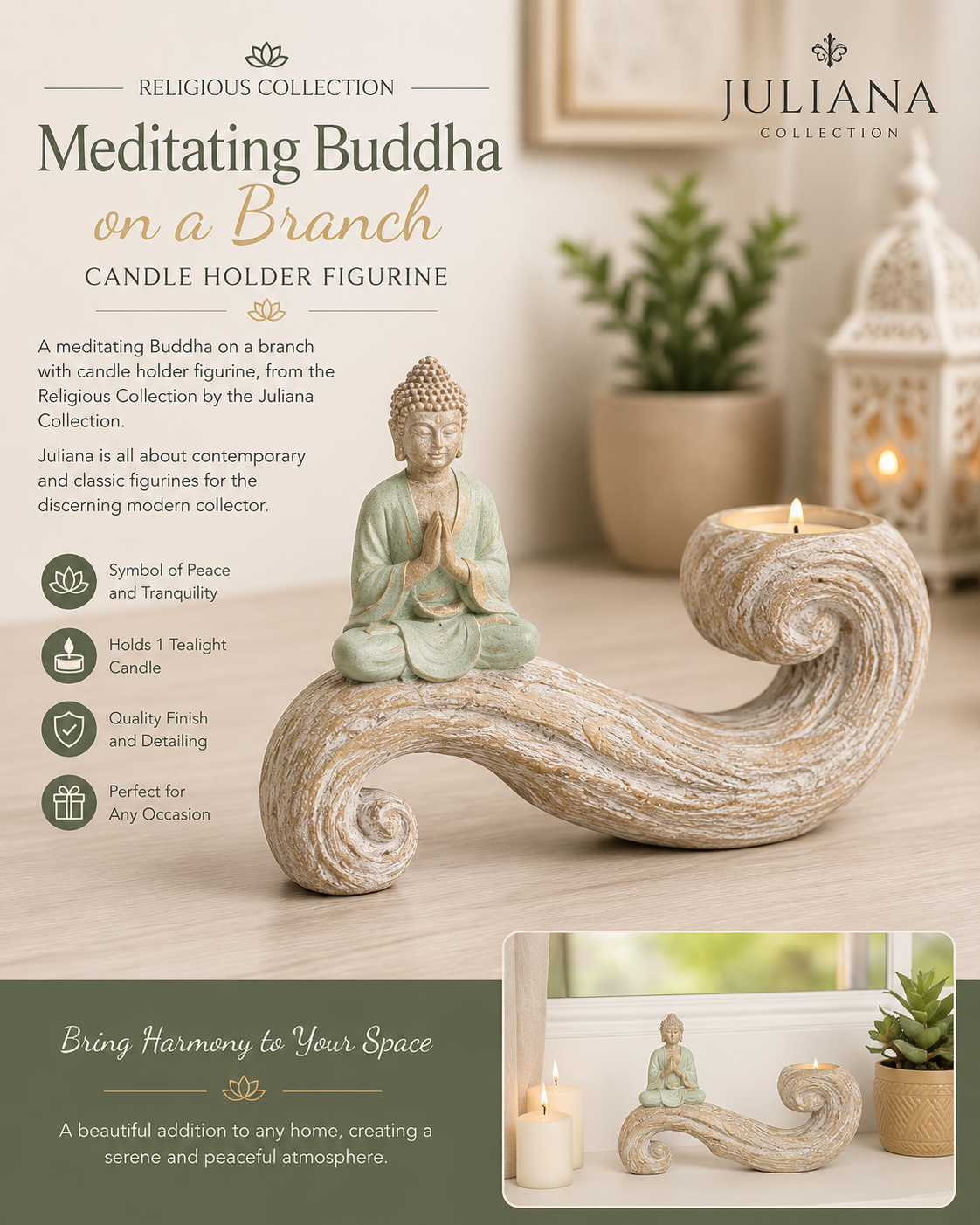Juliana Buddha On A Branch Candle Holder