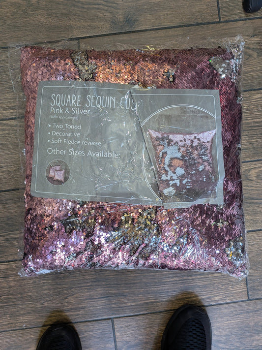 Square sequin two tone cushion