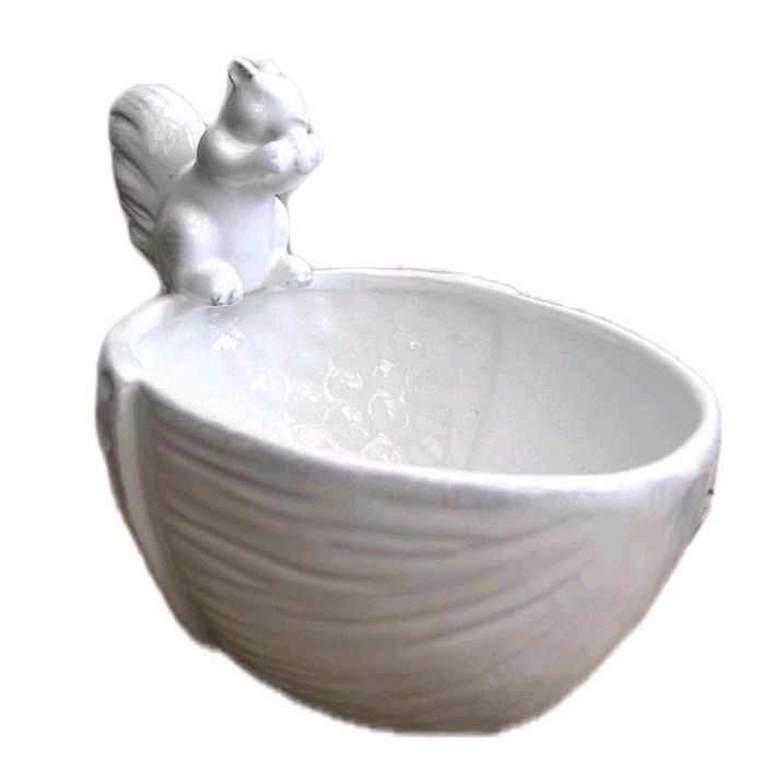 Ceramic Squirrel on Acorn Bowl for Home Decor and Ornament Tableware Dish Glossy