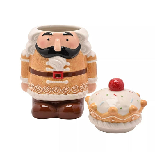 Santa & Friends Ceramic Gingerbread Nutcracker Treat Jar
