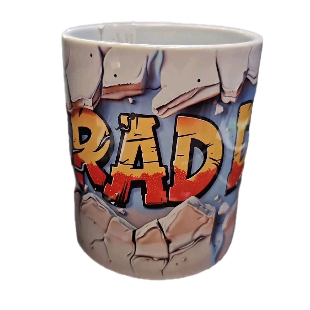 Rad Dad Coffee Mug with Bold 'RAD DAD' Design and Cracked Effect Pattern Drinkware Ceramic