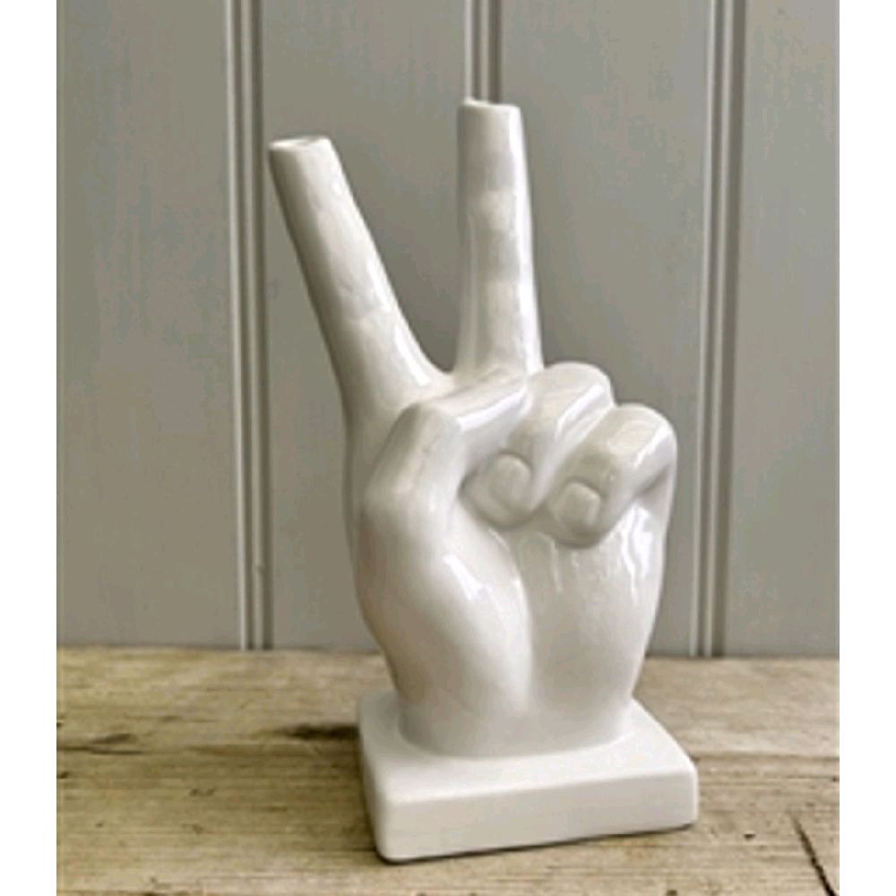 21cm V For Victory Vase - Decorative Ornaments Ceramic Flowers