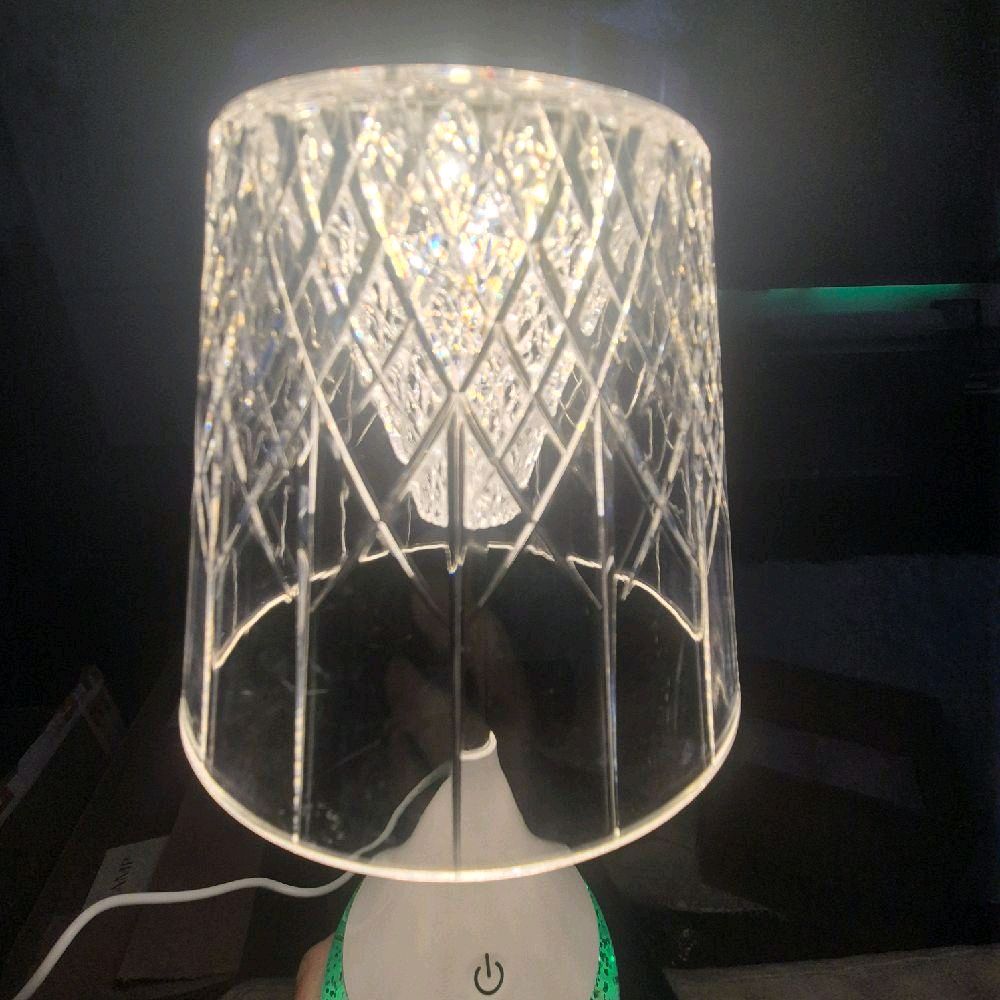 Etched Shade LED Colour Changing Glitter Lamp 13 x 28cm with USB Power Touch Control RGB Lights & Glitter Base Gift Idea