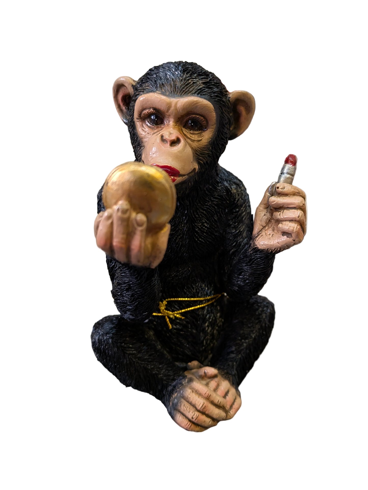 Cheeky Monkey with Lipstick and mirror Statue