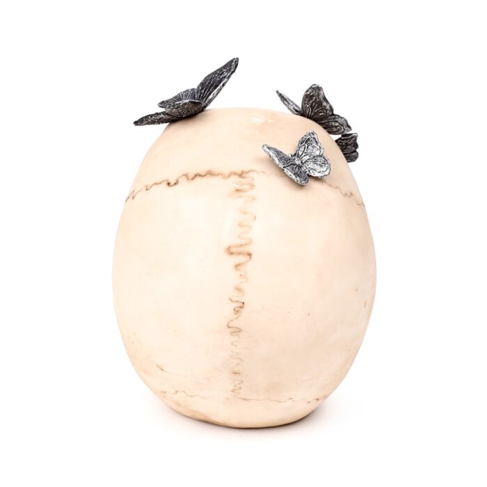 Skull with Metallic Butterflies