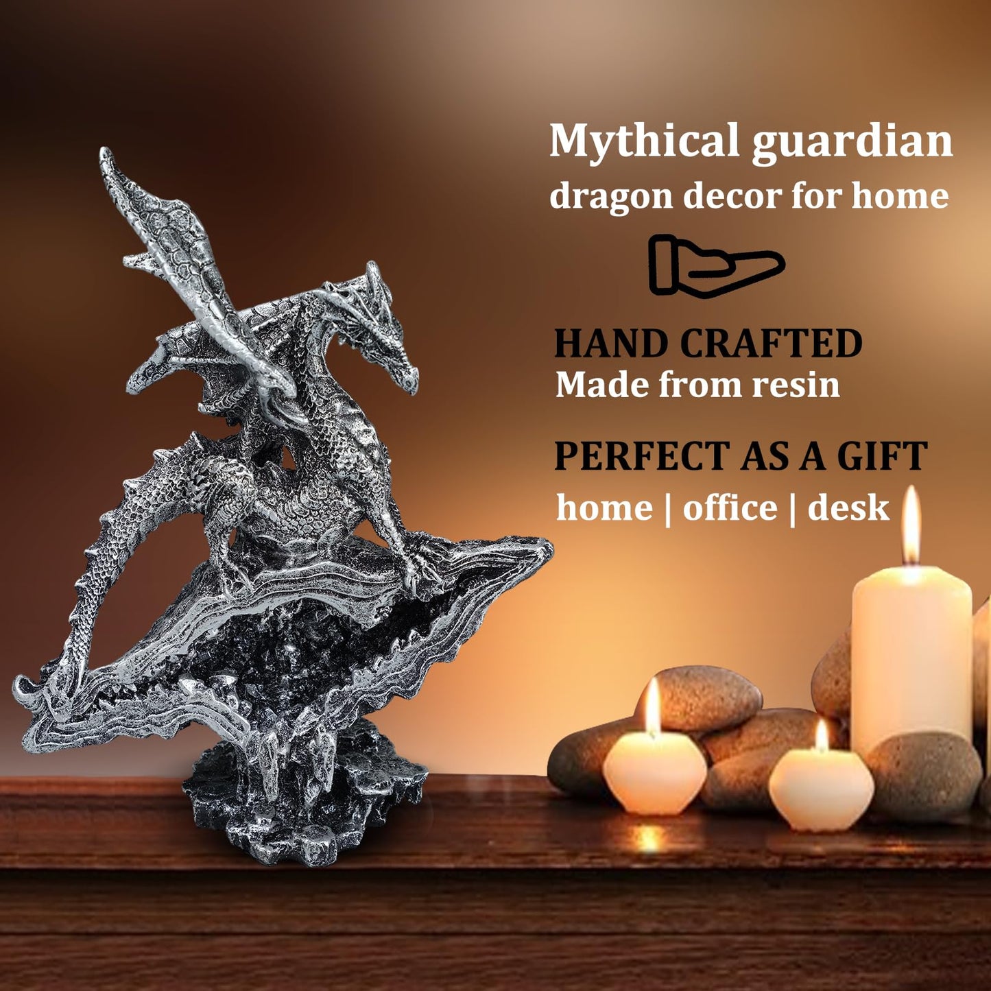 Gothic Dragon Ornament - Fantasy Resin Sculpture, Unique Decor