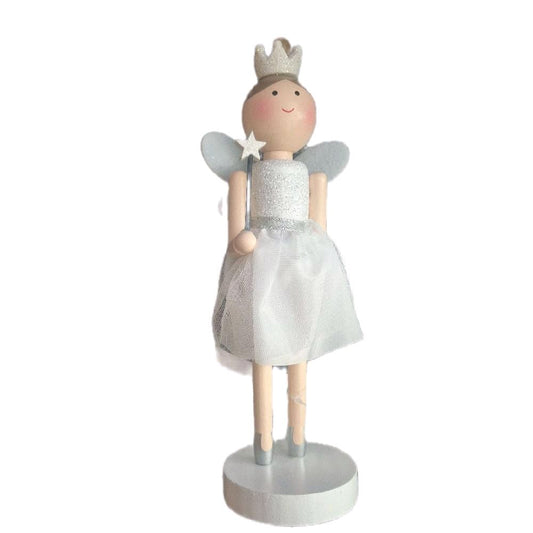 Festive Fairy Nutcracker Statue - Wooden Fairy Ornament in Silky Dress Design - Decor Room