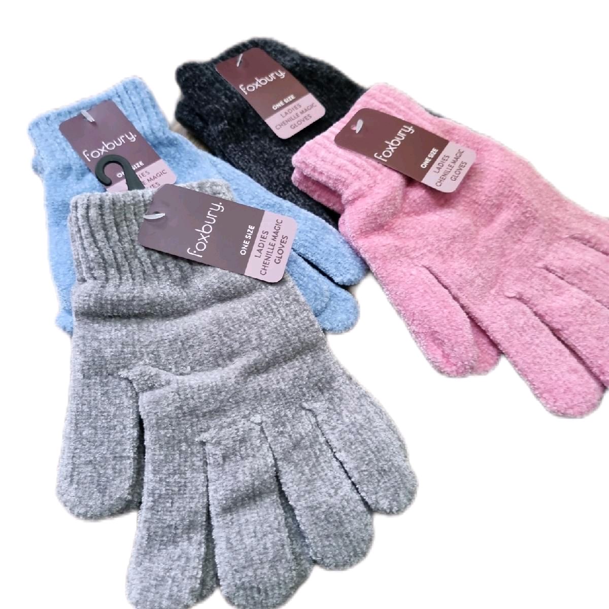 Ladies Chenille Winter Gloves - Soft and Cozy