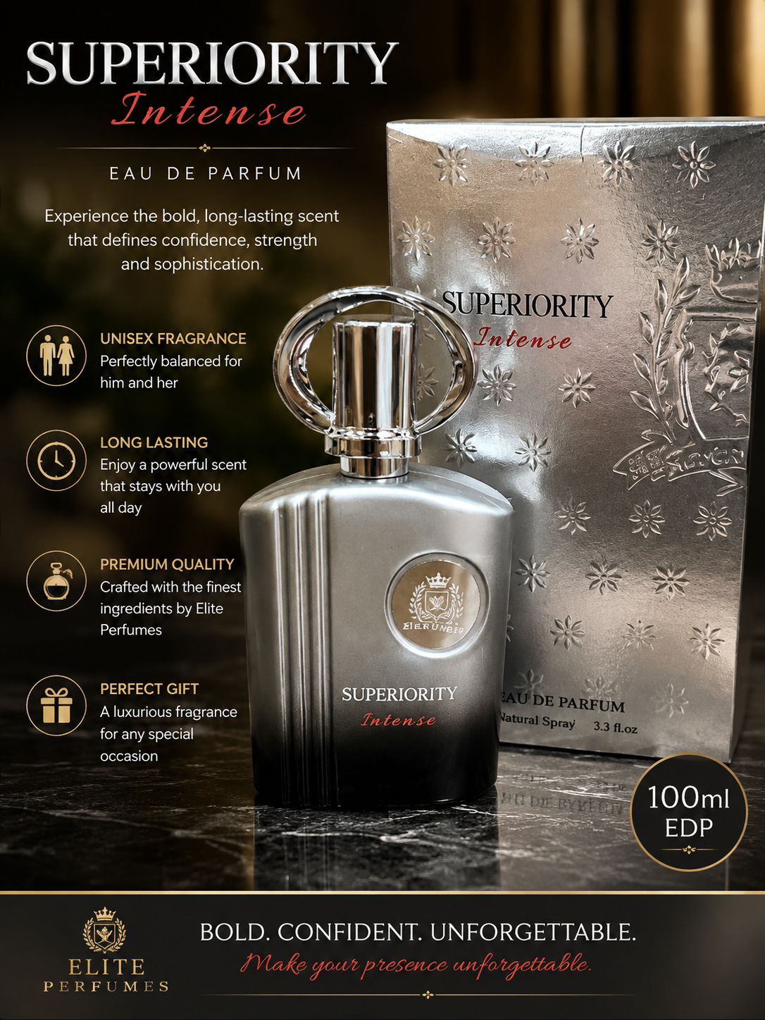 Superiority Intense Unisex 100ml EDP by Elite Perfumes