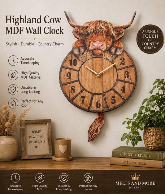 Highland Cow MDF Wall Clock