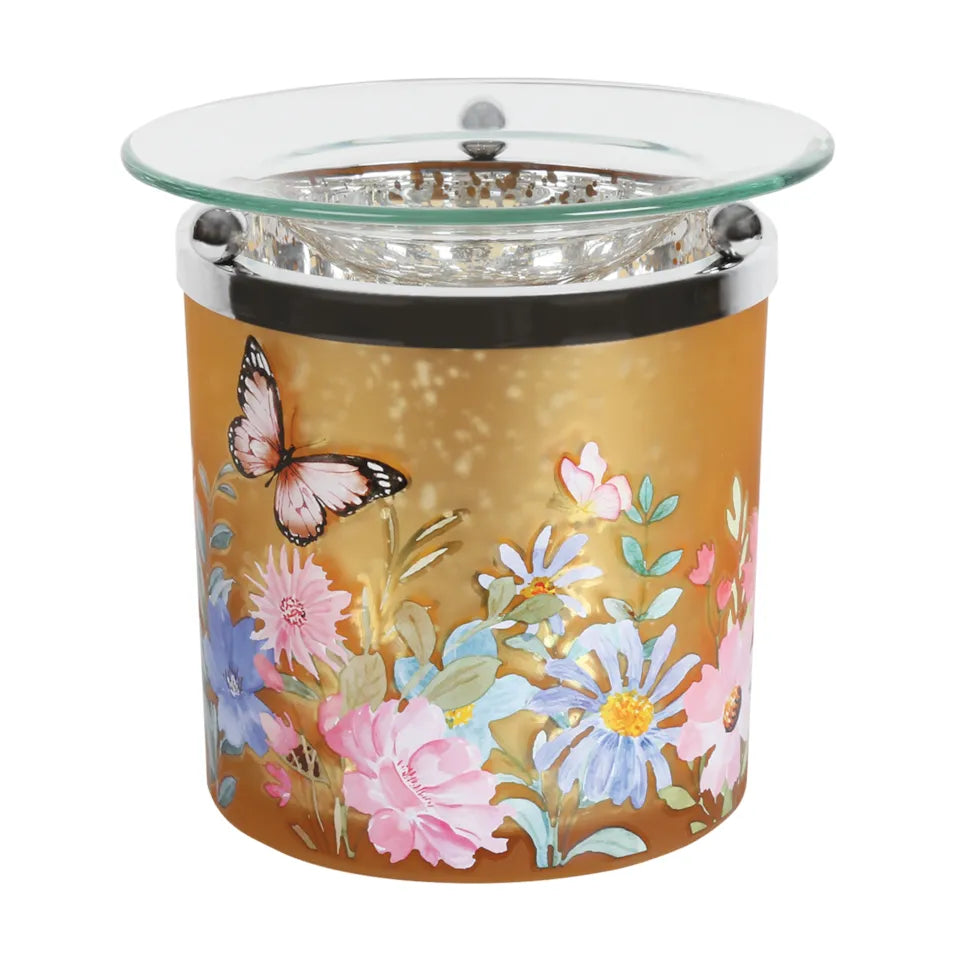 Floral Glass tealight Wax Melter