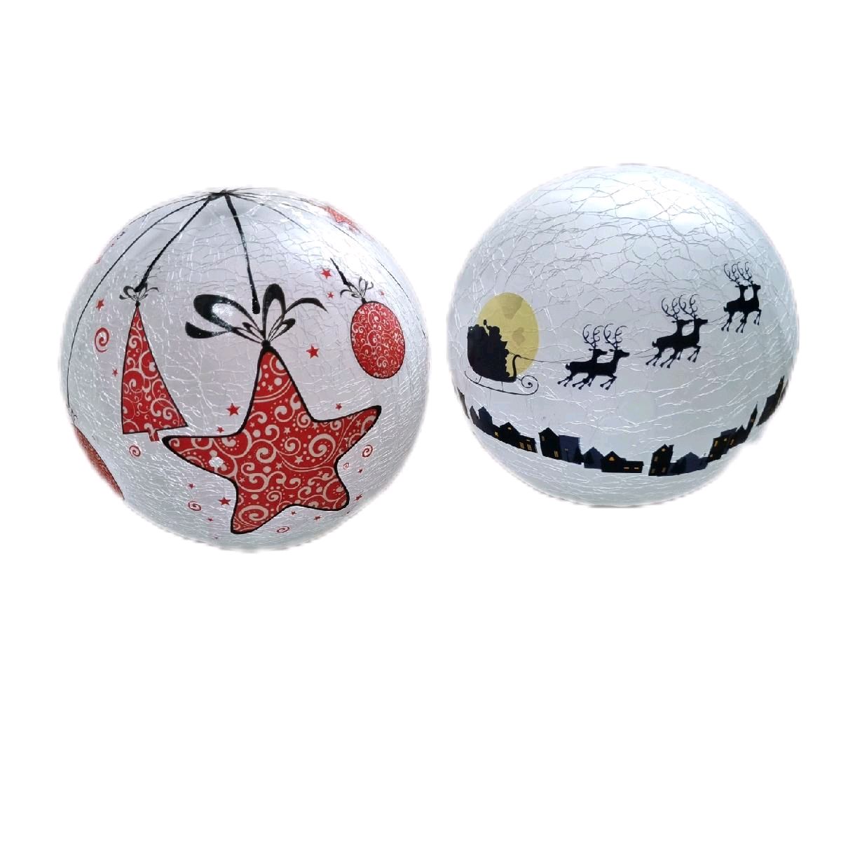 15cm Light up Christmas Crackle Balls -2 designs Decoration