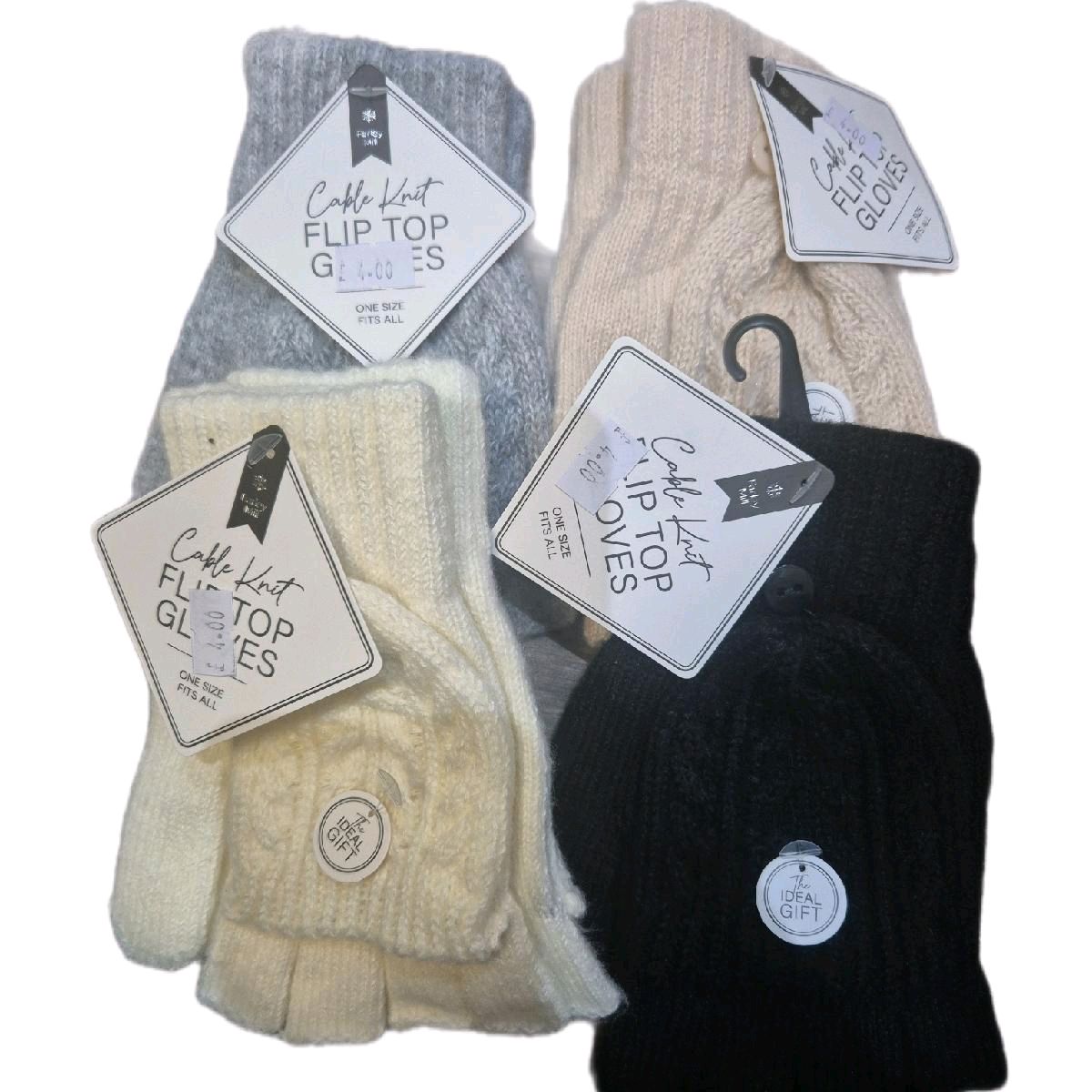 Ladies Cable Knit Flip Top Gloves for Winter Protection