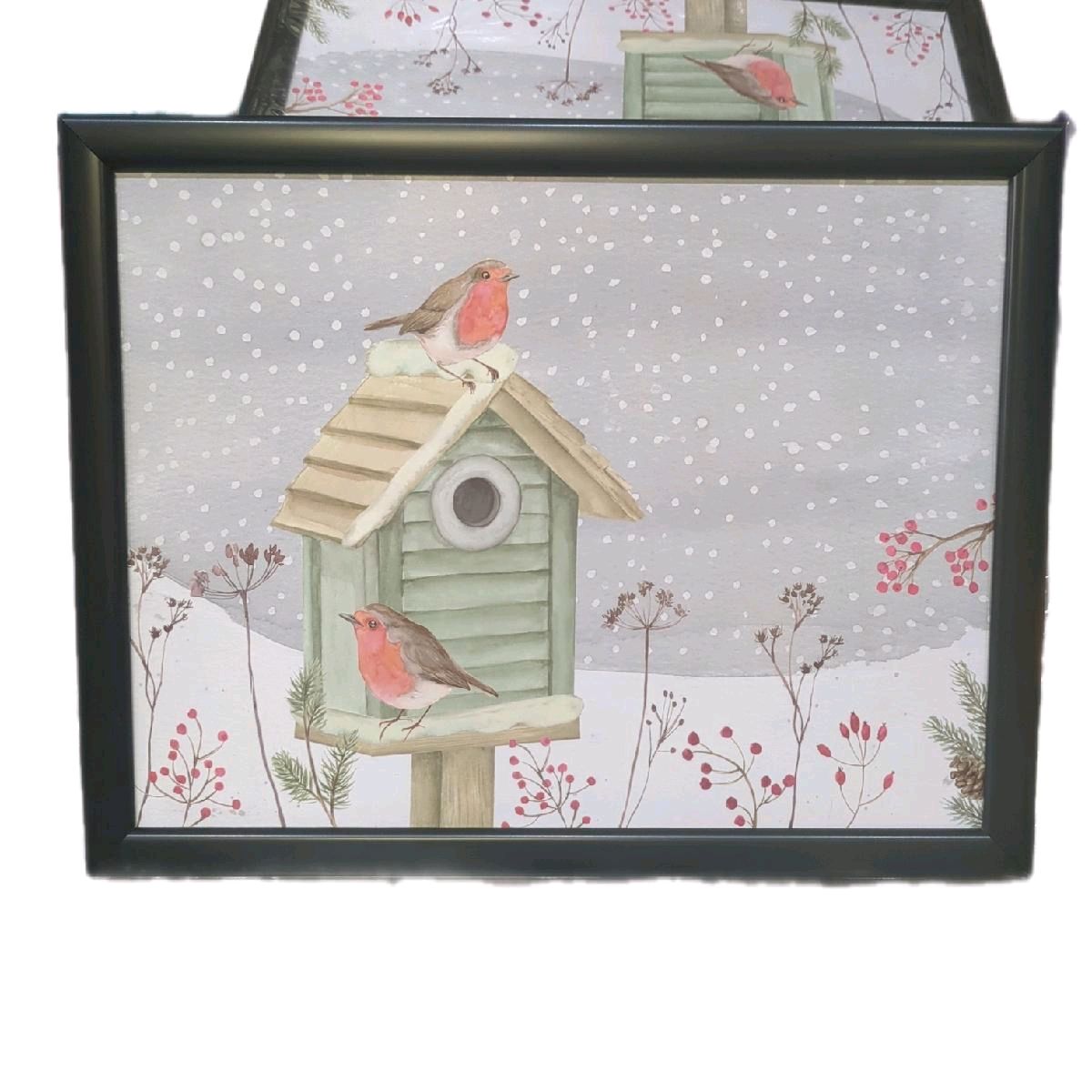 Cushioned christmas Robin Laptray Decor