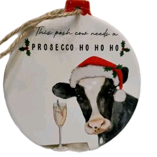 Prosecco Ho Ho Ho Bauble for Christmas Decor - Ornament price is for 1 item Ceramic