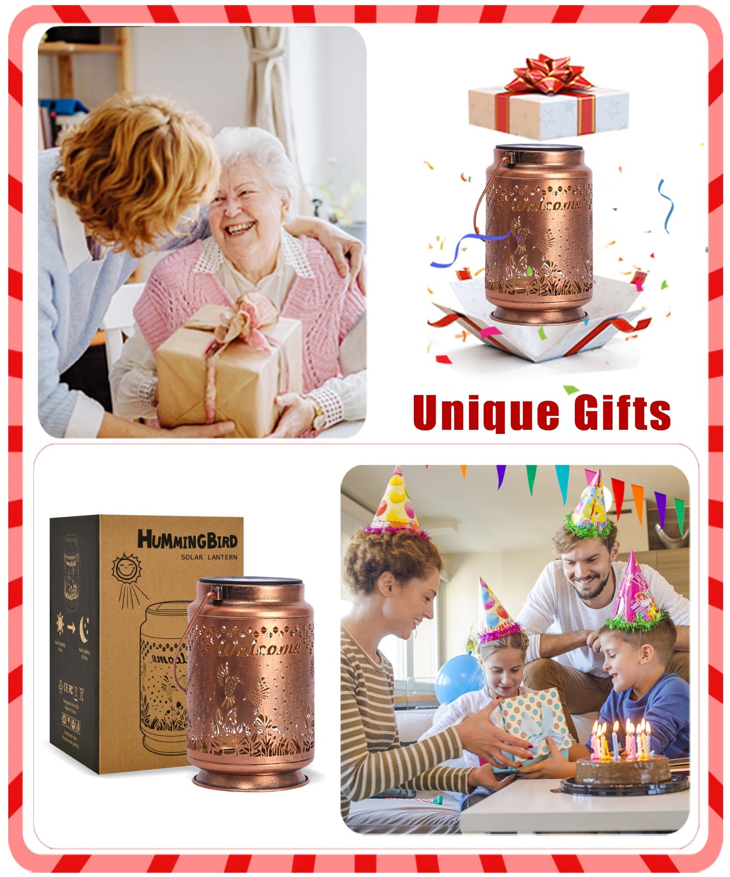 Solar Lantern Outdoor Waterproof Metal Hanging Light Garden Ornament Elephant Design