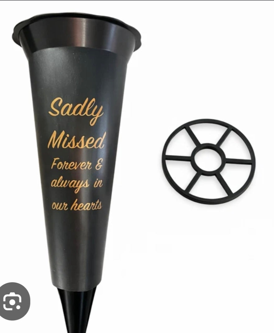 Graveside Flower Vase – Sadly Missed (Black) - 32.5cm