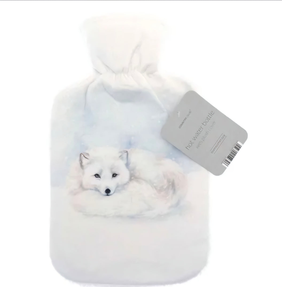 Country Club Hot Water Bottle With Plush Sherpa Reverse Cover - White Fox