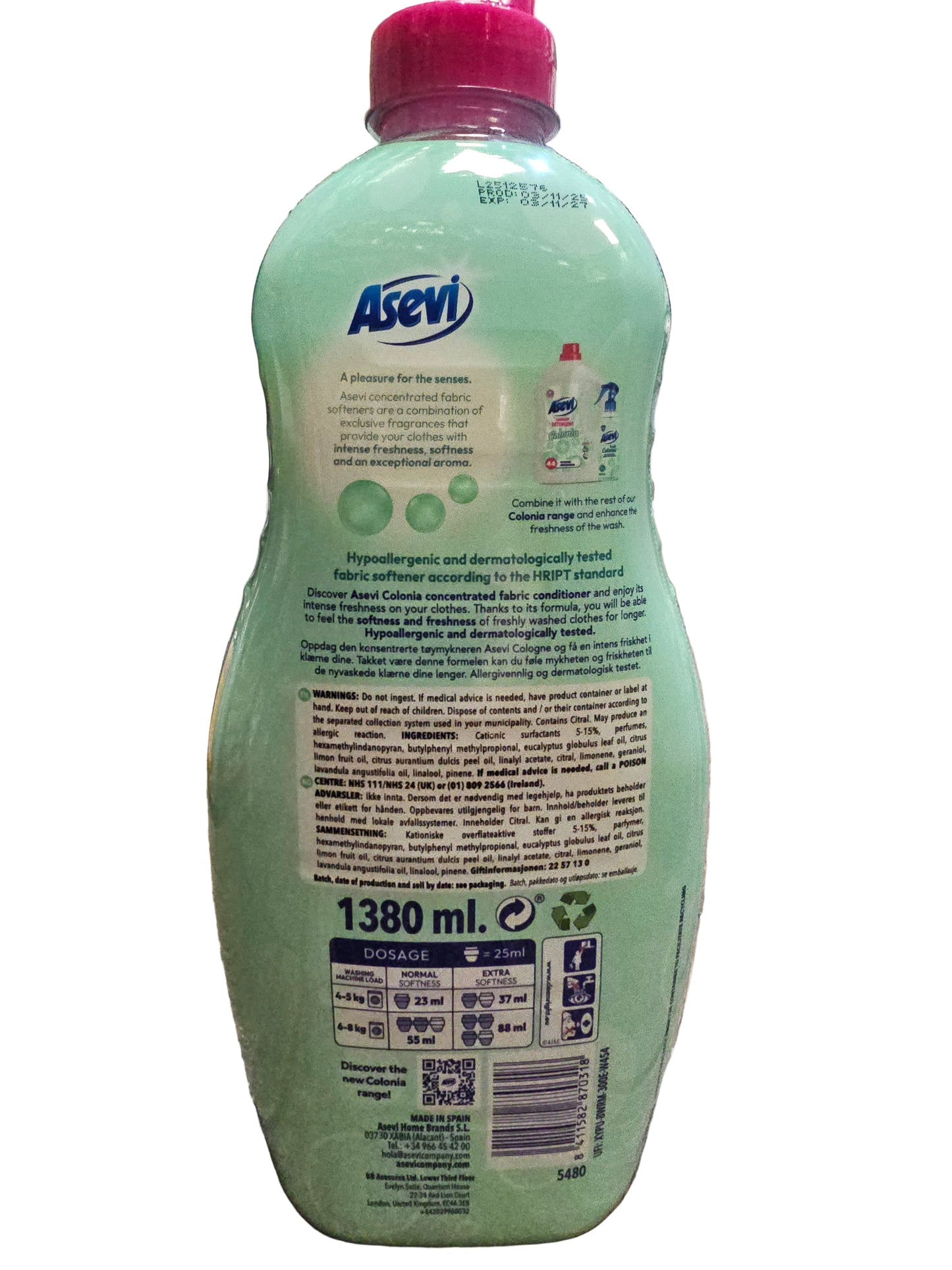 Asevi Colonia Concentrated Fabric Conditioner.