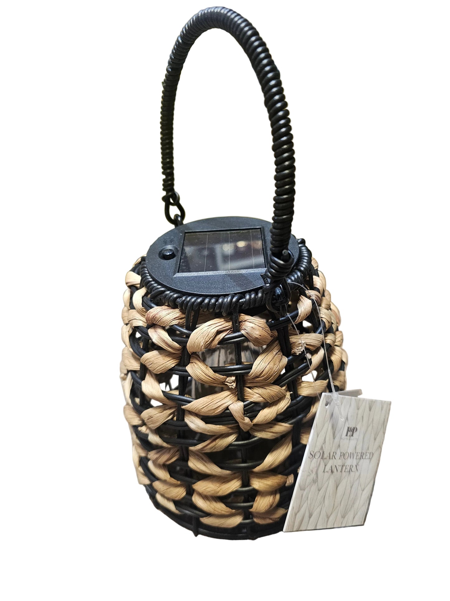 Solar Powered Woven Lantern 25cm
