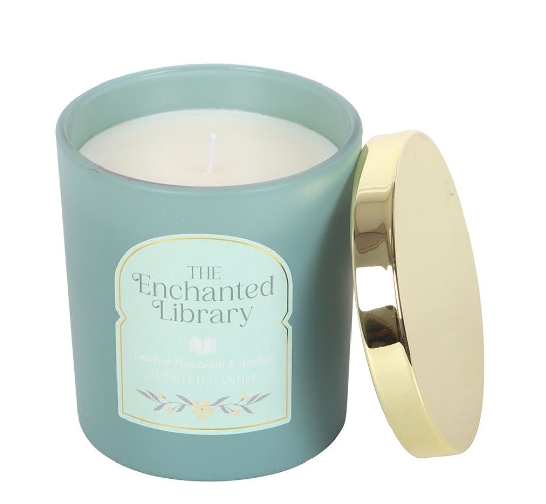The Enchanted Library Leather, Patchouli & Amber Candle