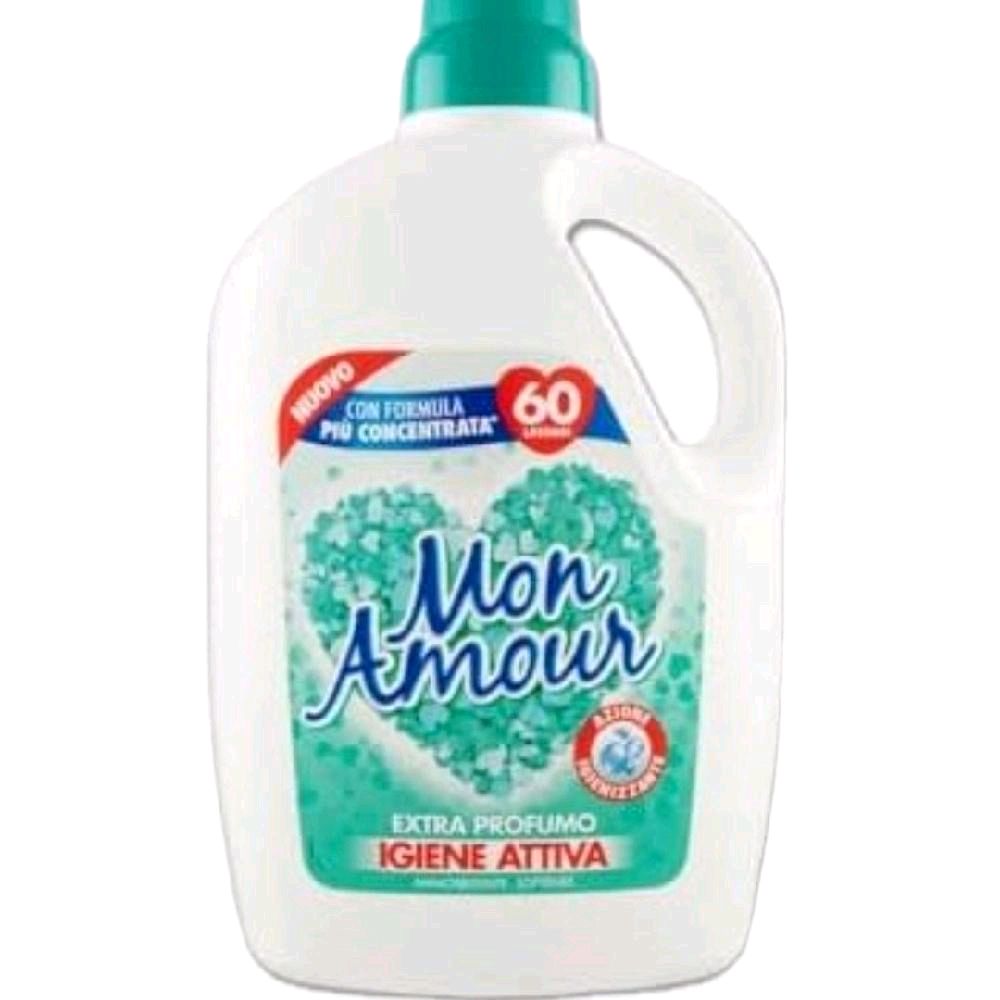 Mon Amour Active Hygiene Softener 3L 60 Washes Extra Perfume Igiene Attiva Concentrated Formula Household