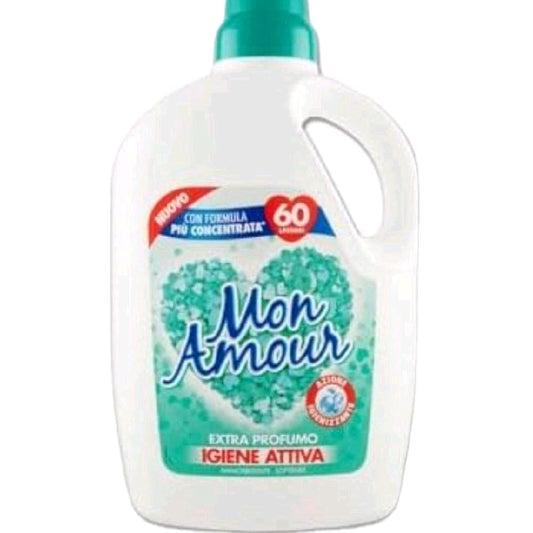 Mon Amour Active Hygiene Softener 3L 60 Washes Extra Perfume Igiene Attiva Concentrated Formula Household