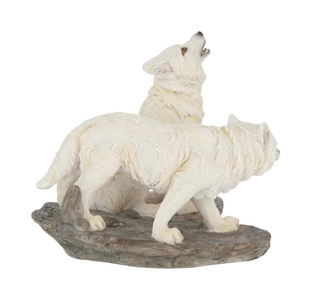 Before the Chase (Set of 2) 9.8cm white wolves